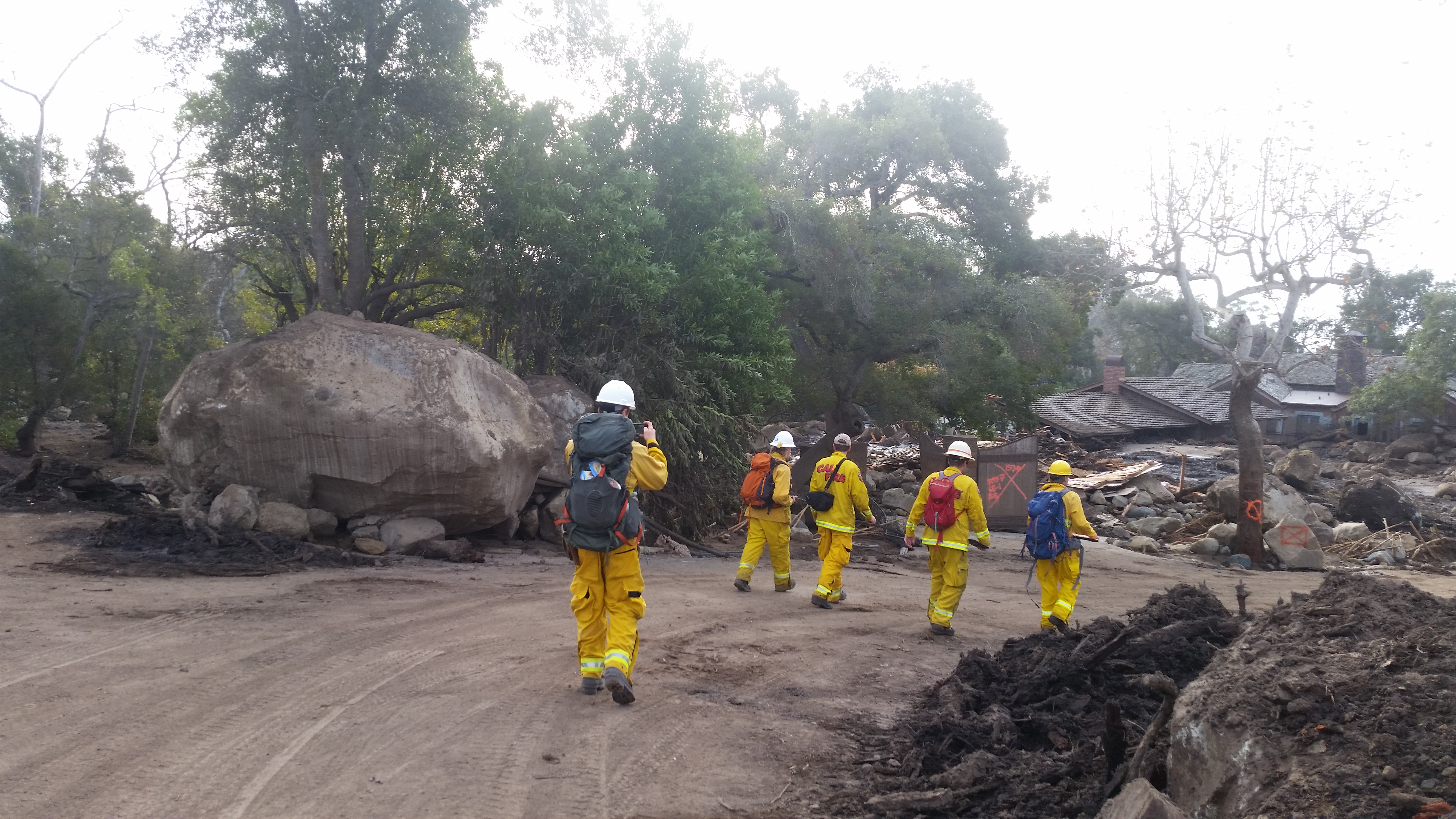 First responders and CGS staff at the 2017 debris flow in Montecito