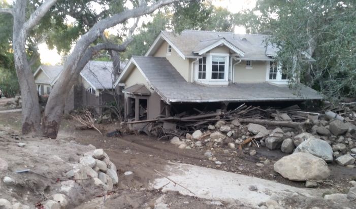Photo of post-fire debris flow in Montecito