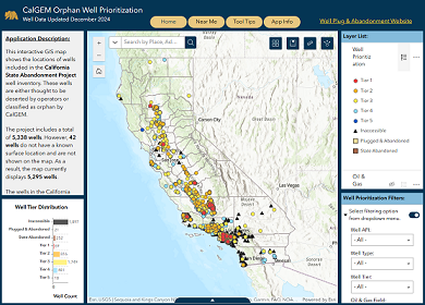 Orphan well map tool screenshot
