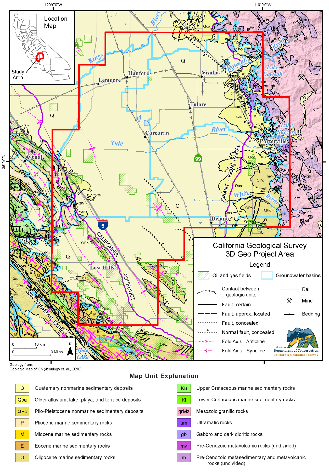 Geologic map of the project area.