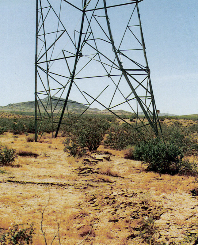 Powerline tower severely damaged by rupture on Emerson Fault.