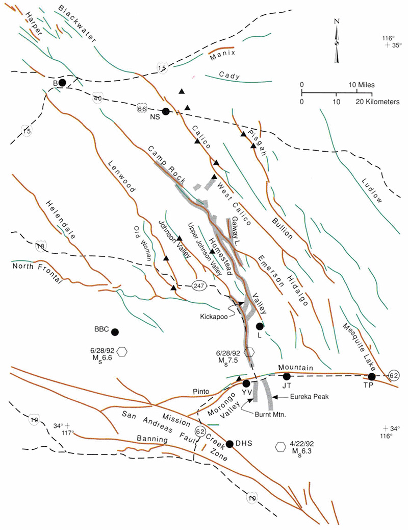 Figure B-1. Map of quaternary faults of the south-central Mojave Desert.