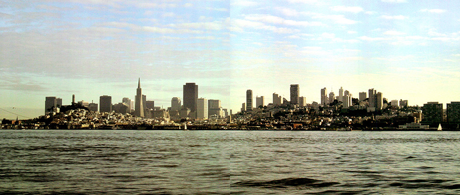 This 2006 photograph of San Francisco incorporates the same view that Coulter captured in his painting 100 years earlier.