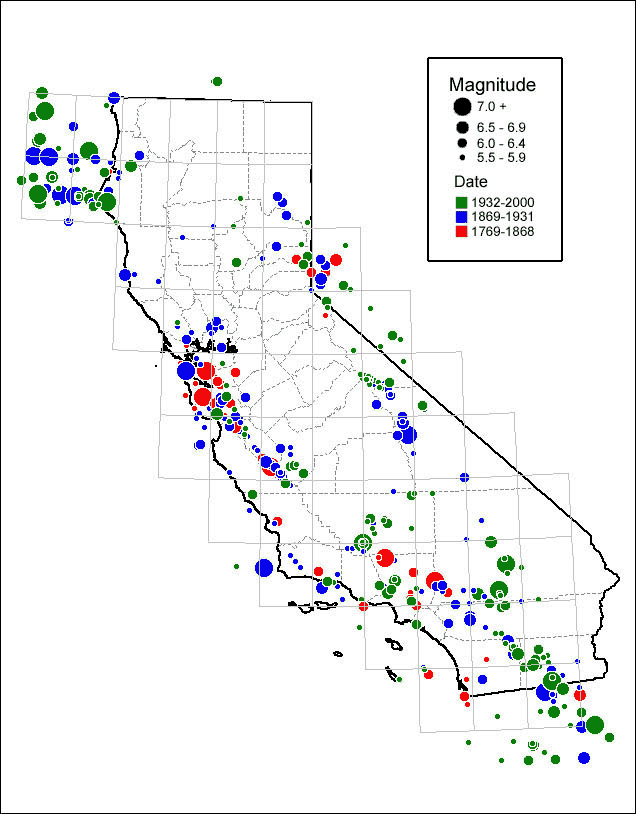 earthquakes in california map California Earthquake History And Catalogs earthquakes in california map