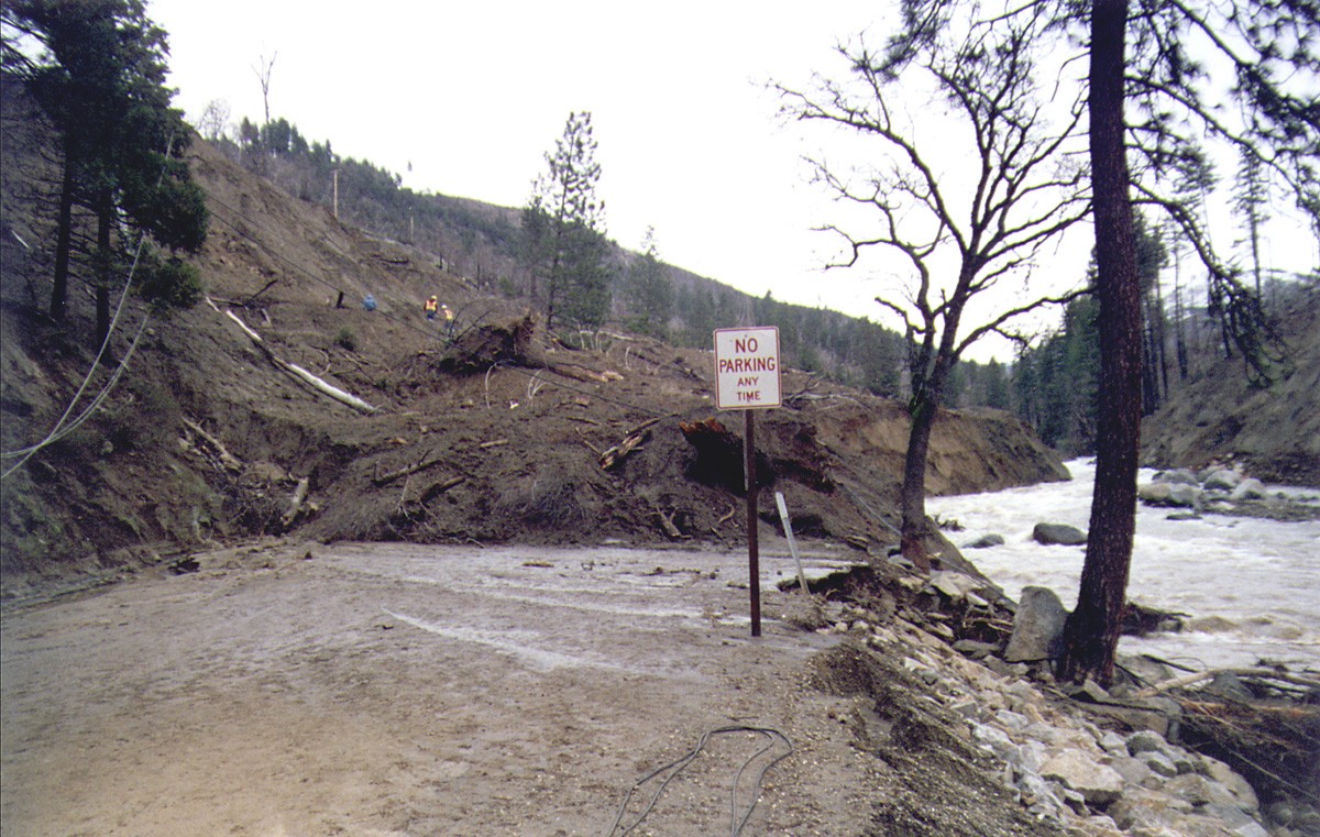 Landslide impacting a road