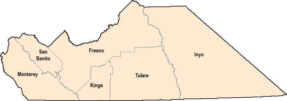 Zone 4 counties: Monterey, San Benito, Fresno, Kings, Tulare, Inyo