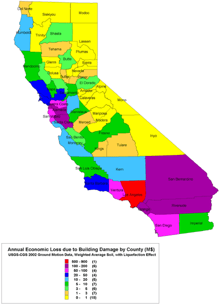 Image of Annual Economic Loss due to Building Damage by County