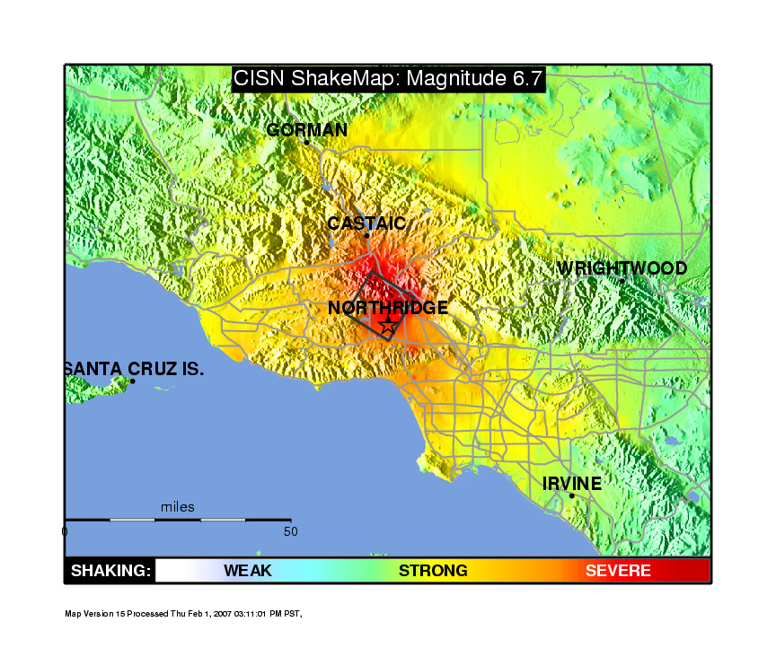 1994 Northridge Earthquake ShakeMap