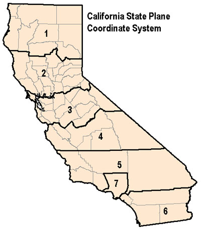 State Plane Zones of California