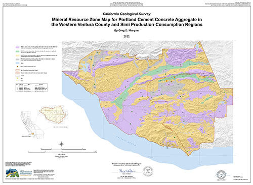 Thumbnail image of SR 253 Plate 1, map of Western Ventura County and Simi Mineral Resource Zones.