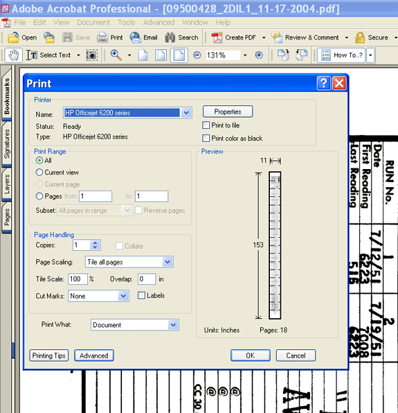 Printing well log file on desktop printers instructions