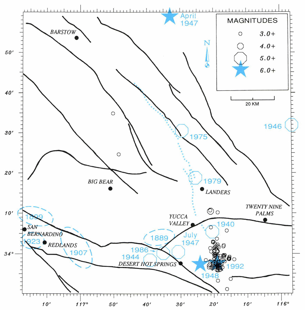 Figure A-1. Map of seismicity preceding the Landers earthquake.