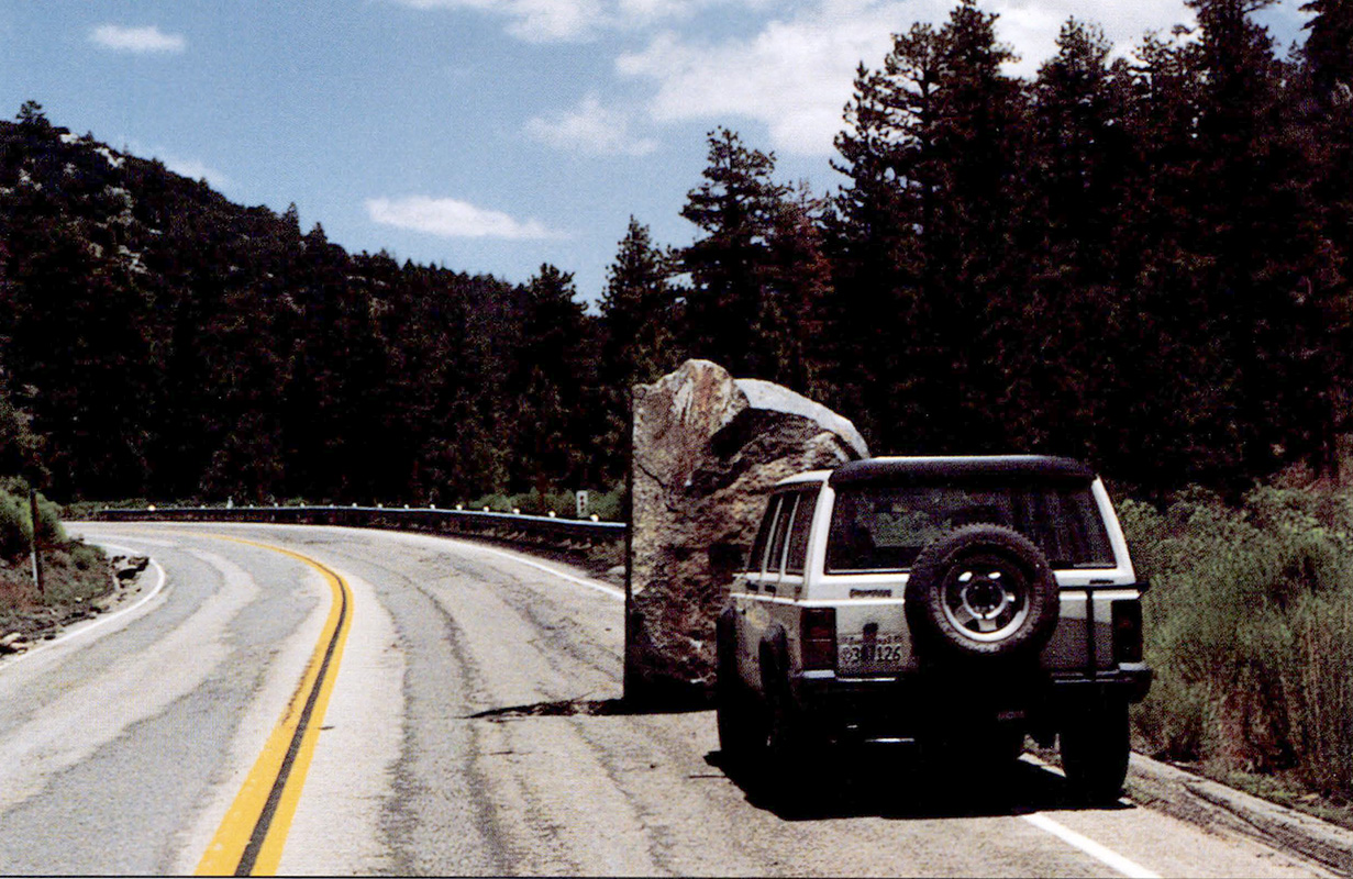 1. Vehicle-size block shaken loose during Big Bear earthquake.