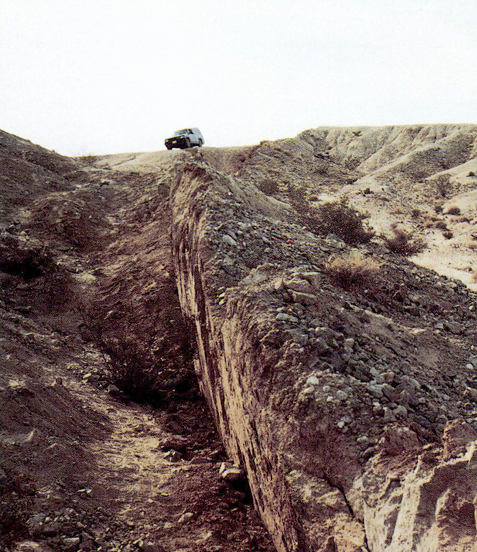 View looking northeast along fault scarp.