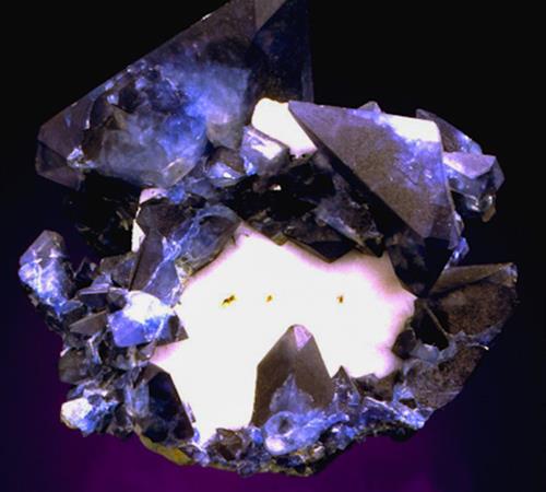 Cluster of benitoite crystals.