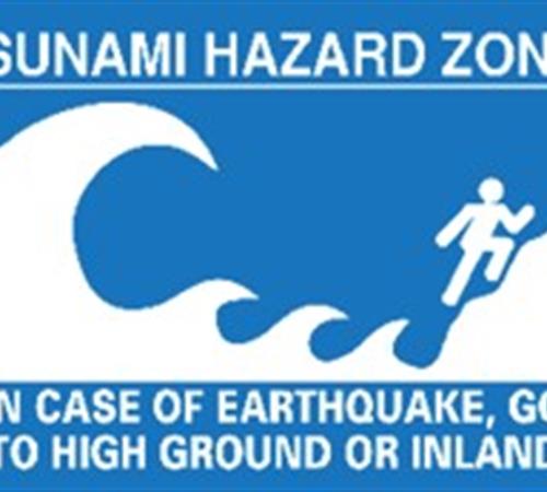 Tsunami Hazard Zone sign.