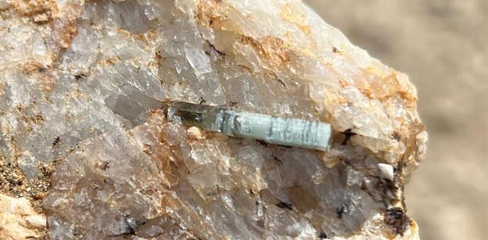 Beryl crystal in matrix.