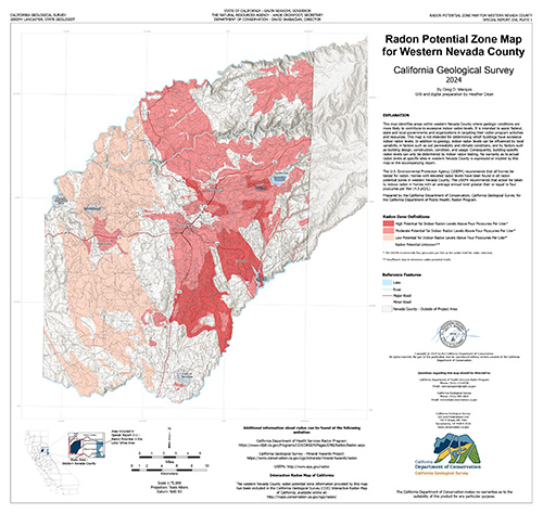 Thumbnail image of SR 258 Plate 1, Radon Zone Map of Western Nevada County