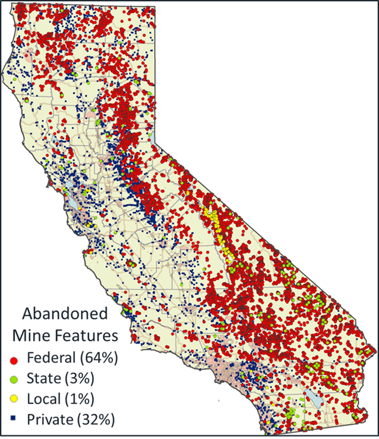 1 Map of known mine hazards, Department of Conservation.